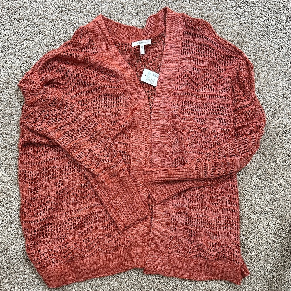Maurices Women's Open Knit Cardigan in Rust